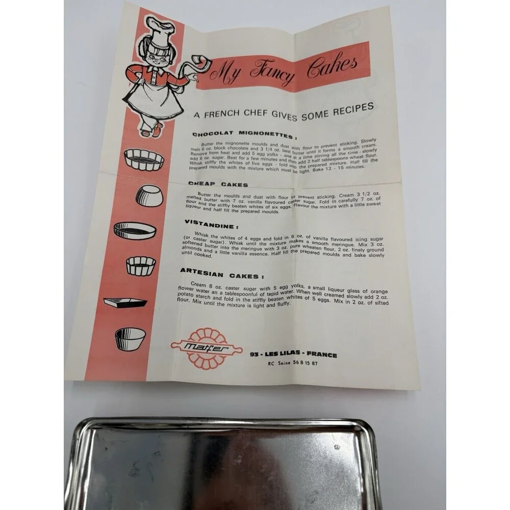 50 Matfer Mini Small My Fancy Cake Bake Molds Tarts Tins w Recipes & Box France